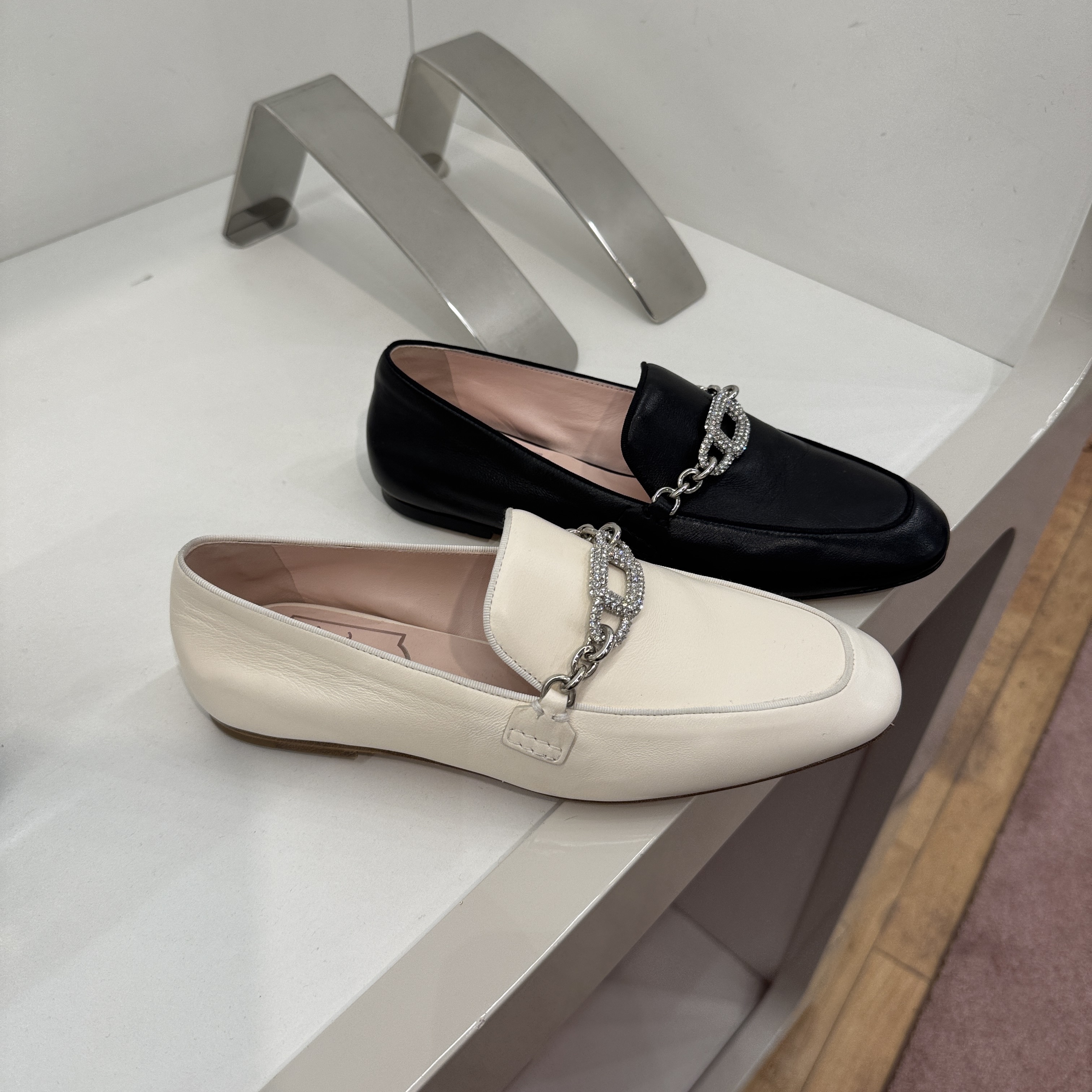 Roger Vivier choc strass chain loafers black