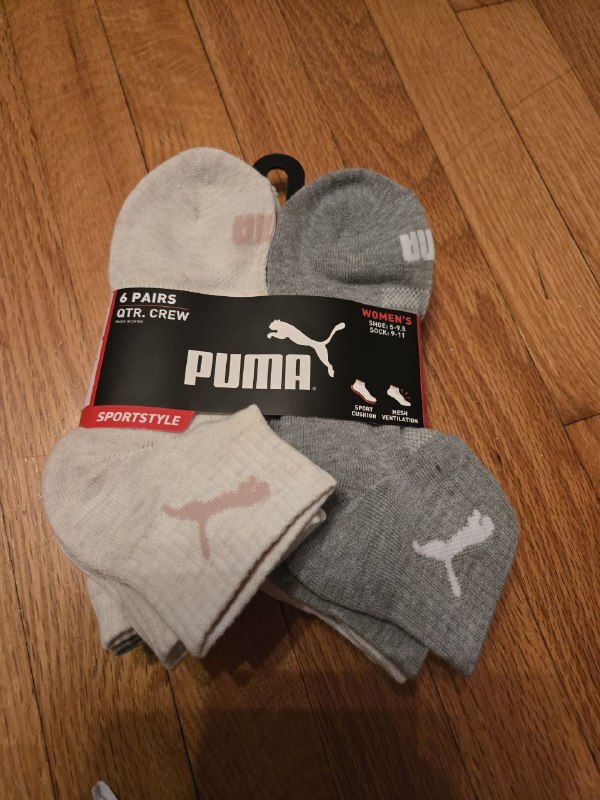 [U] CW PUMA MULTI WOMEN'S 6 PAIRS OTR CREW SPORTSTYLE SOCKS, 888822611815 (UCW79)