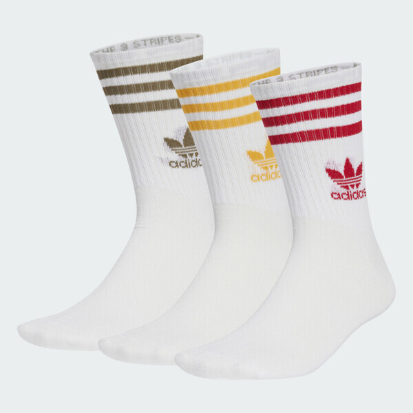 Adidas 愛迪達 Crew Sock 3str IX7511 中筒襪 3雙入 白 黃