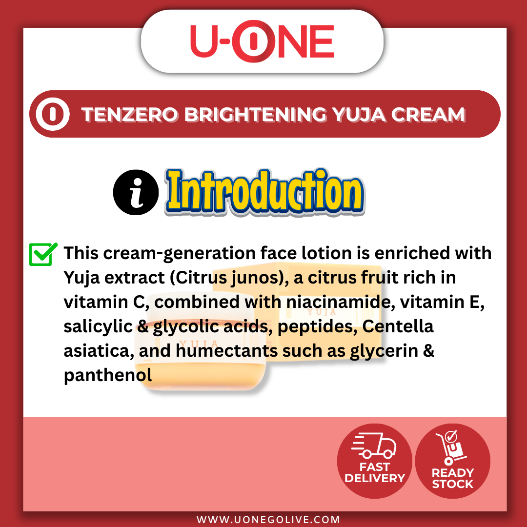 U-ONE | Korea | Tenzero | Brightening Yuja Cream | 100g | Skin Care | Ready Stock