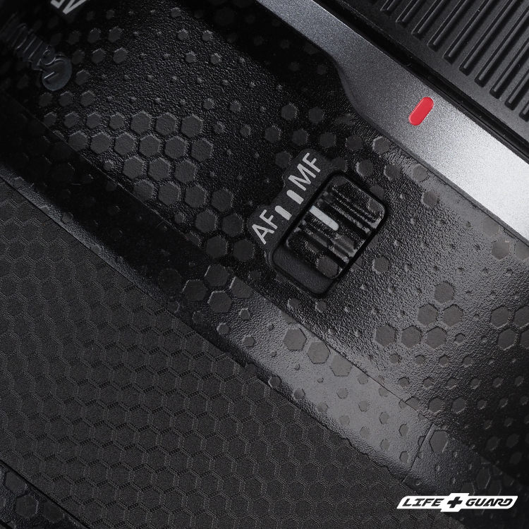 LIFE+GUARD 鏡頭貼膜安裝示意，適用 Canon RF 45mm F1.2 STM