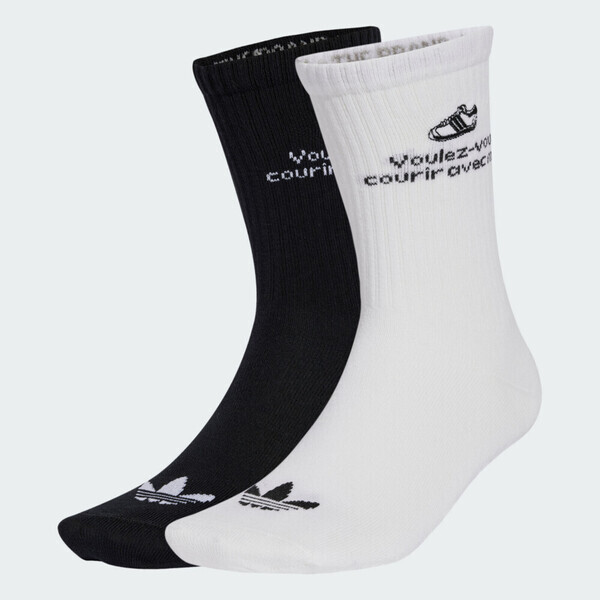 Adidas 愛迪達 Wording Cr 2p JC8683 中筒襪 2雙入 白 黑