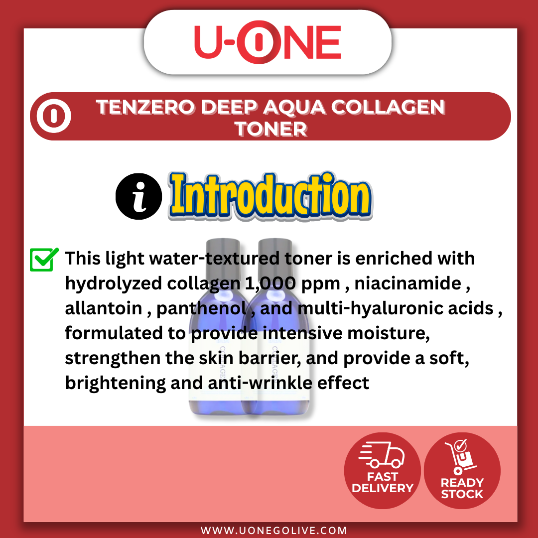 U-ONE | Korea | Tenzero | Deep Aqua Collagen Toner | 200ml | Skin Care | Ready Stock
