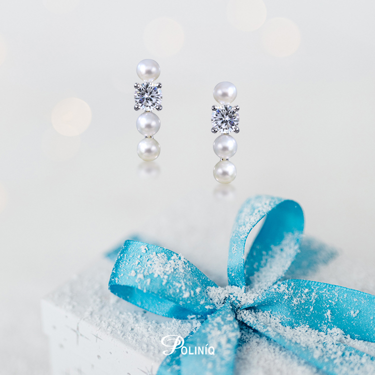 天然珍珠「Charm」925純銀晶鑽耳環-SPE0009