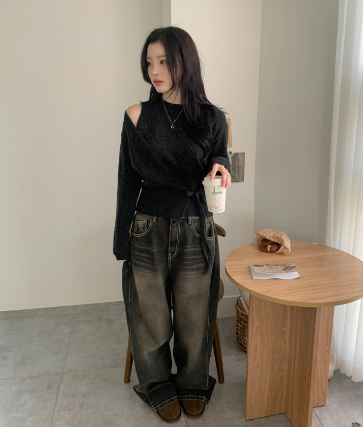 秋冬預訂｜收腰不規則羊毛針織衫