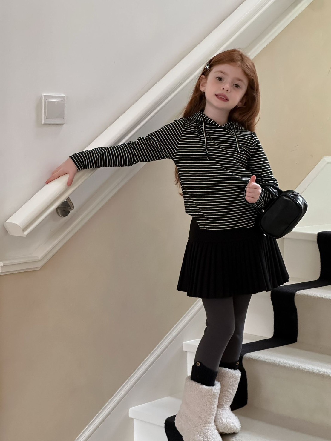 純色蝴蝶結百褶裙