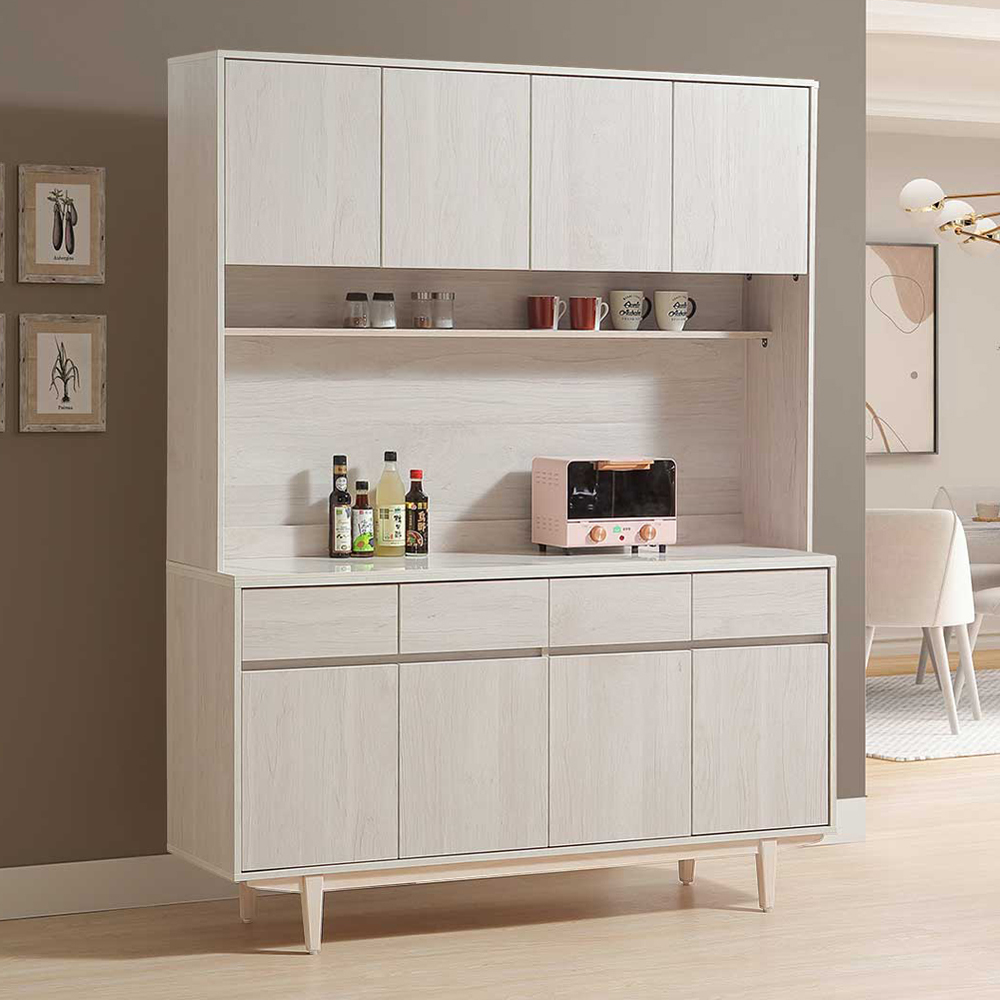 貝莎5尺岩板收納高餐櫃/碗盤櫃/電器櫃(上座+下座)