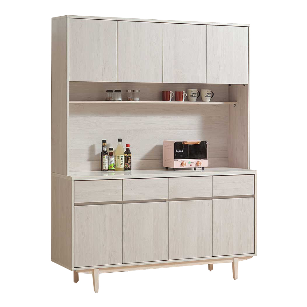 貝莎5尺岩板收納高餐櫃/碗盤櫃/電器櫃(上座+下座)