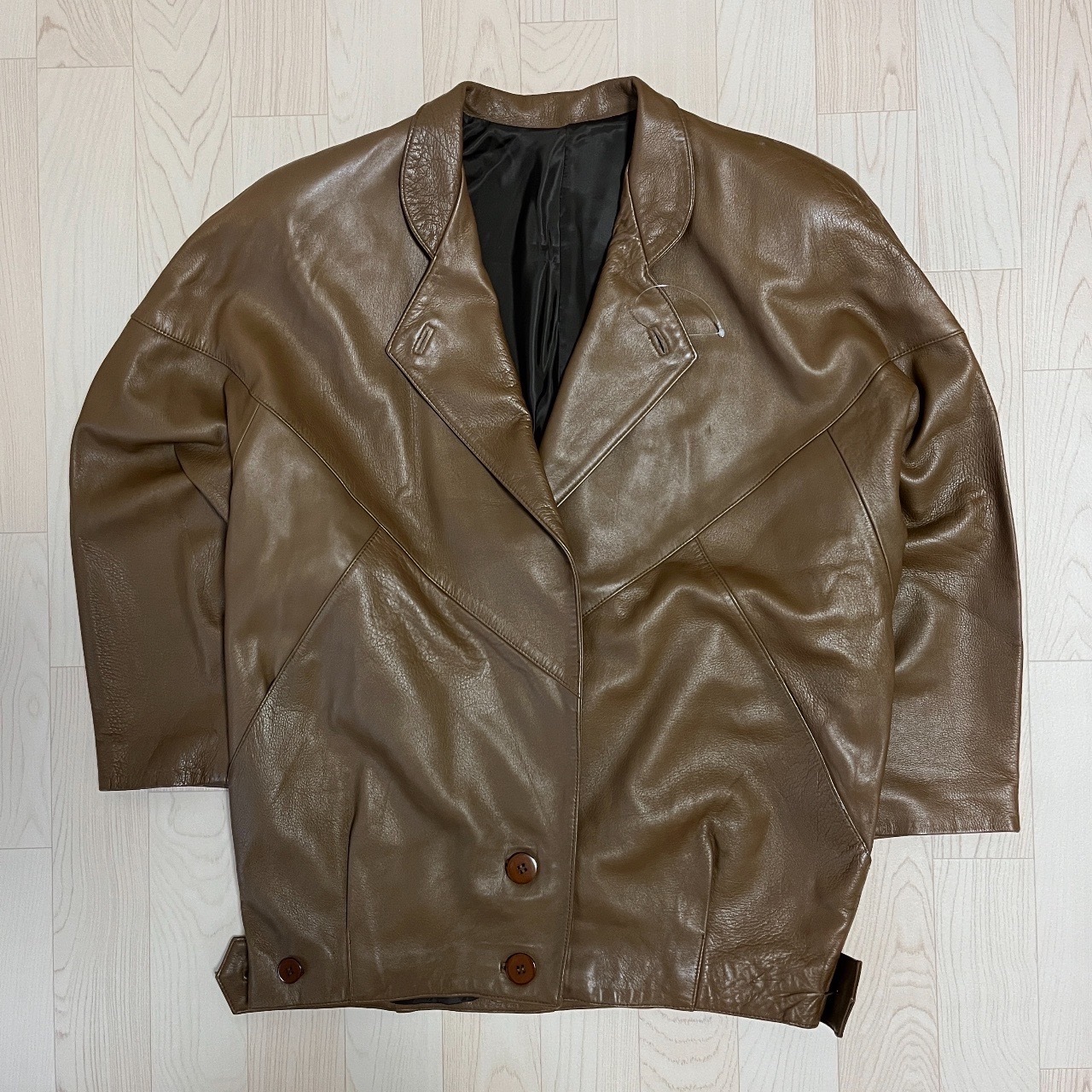 Vintage啡色羊皮皮褸