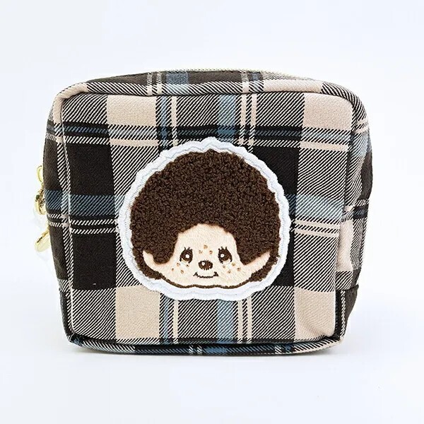 Monchhichi Square Sagara Embroidered Pouch (Brown)