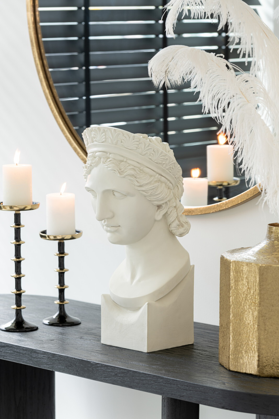 裝飾 金環階紋鋁質燭台  2尺寸