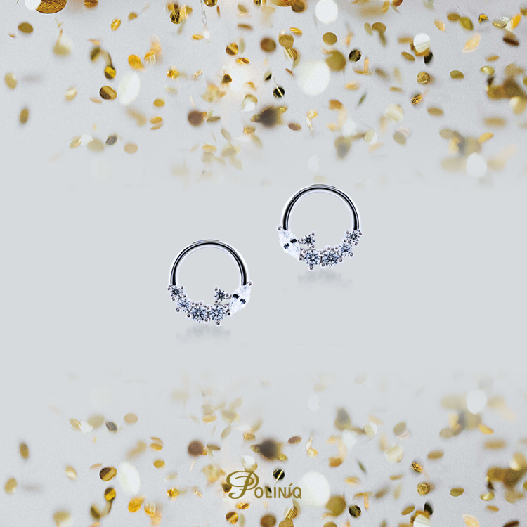 925純銀 「Moon 月神」晶鑽耳環-SDE0065