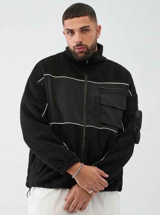 KADMAX大尺碼-男士寬鬆絨毛質感夾克〈KSMS2663〉