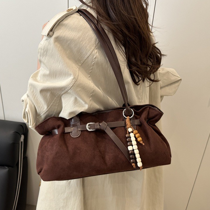 Vintage Suede-Feel Small Tote Bag