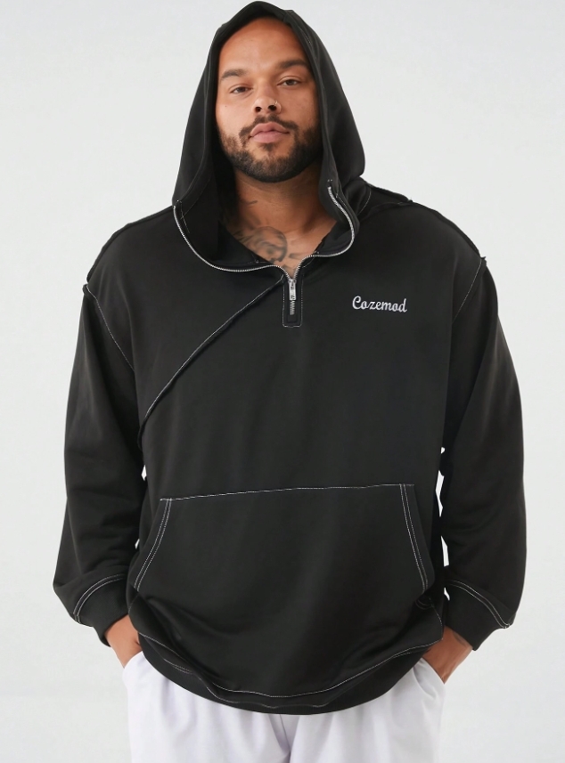 KADMAX大尺碼 - 男士寬鬆考克線印花帽TEE〈KSMS2665〉