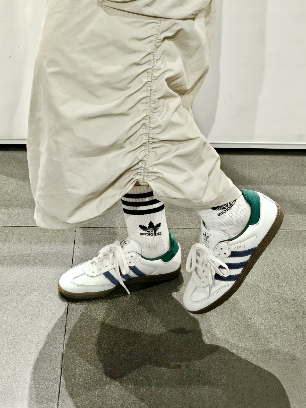 adidas originals SAMBA OG 男女同款 白綠藍色 IH4882