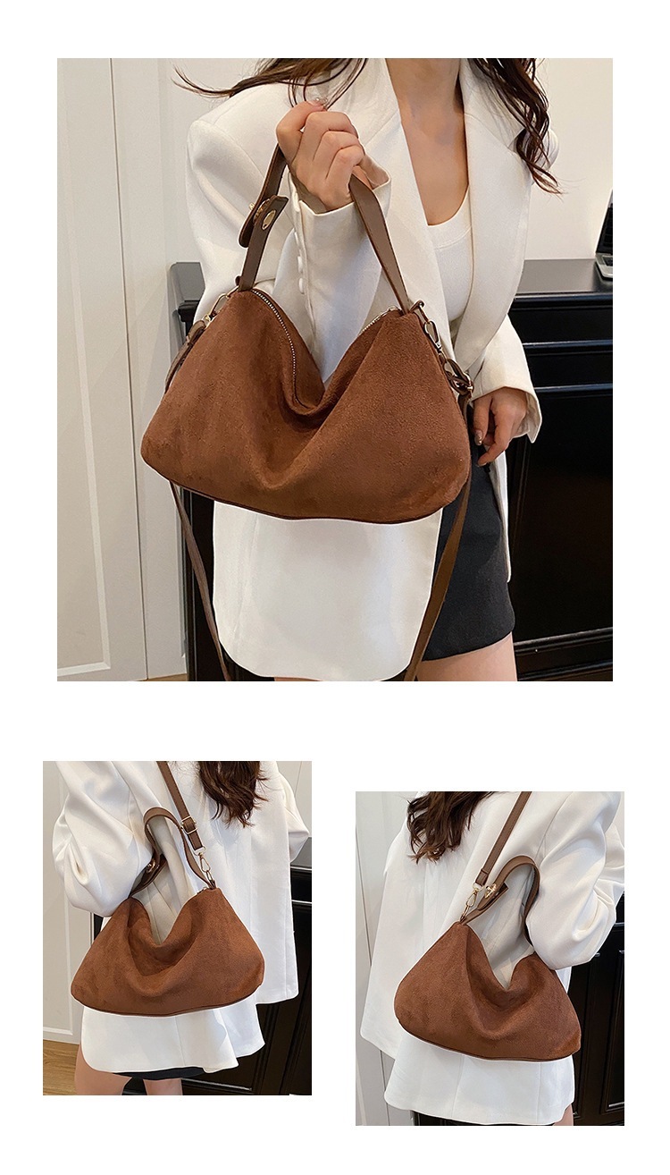 Vintage Suede Shoulder Tote Crossbody Bag