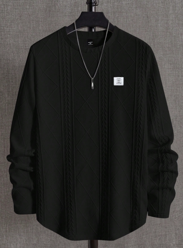 KADMAX大尺碼-大碼男針織寬板菱形大學TEE〈KSMS2667〉