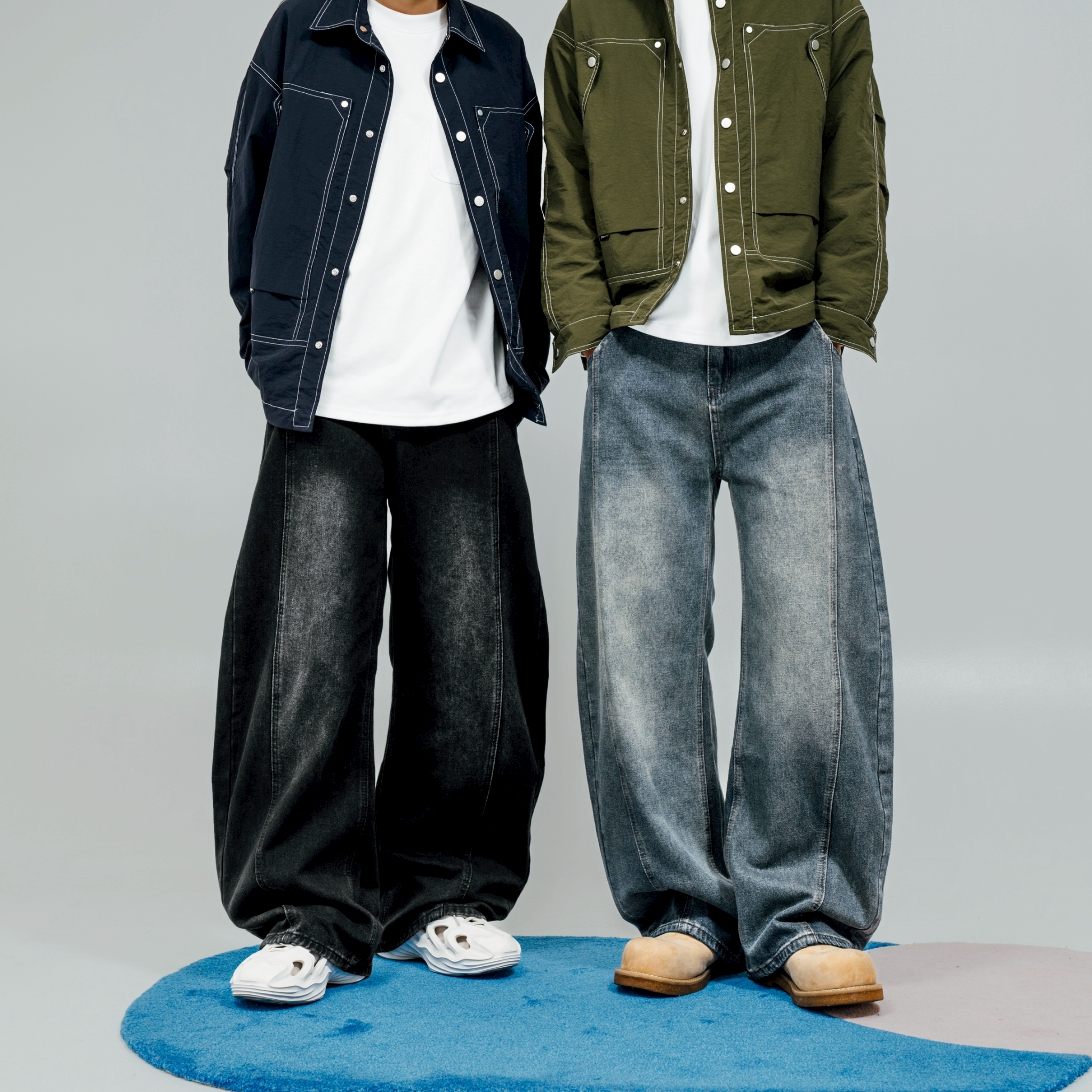 #預購 SBG 微彎刀立體剪裁牛仔落地褲 兩色 V0004