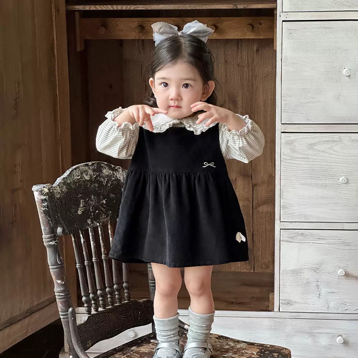 翻領背心裙套裝