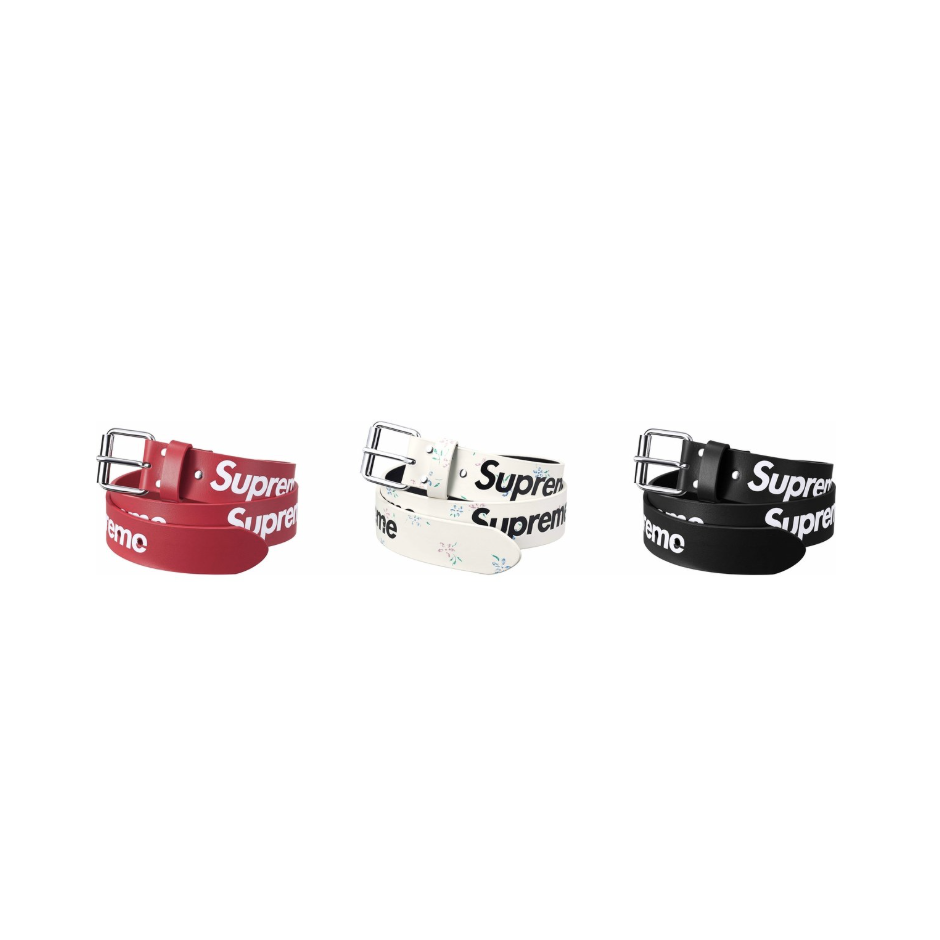 -(C04)-SUPREME REPEAT LEATHER BELT 字體 LOGO 皮帶 黑色/紅色/白色-FW25A111