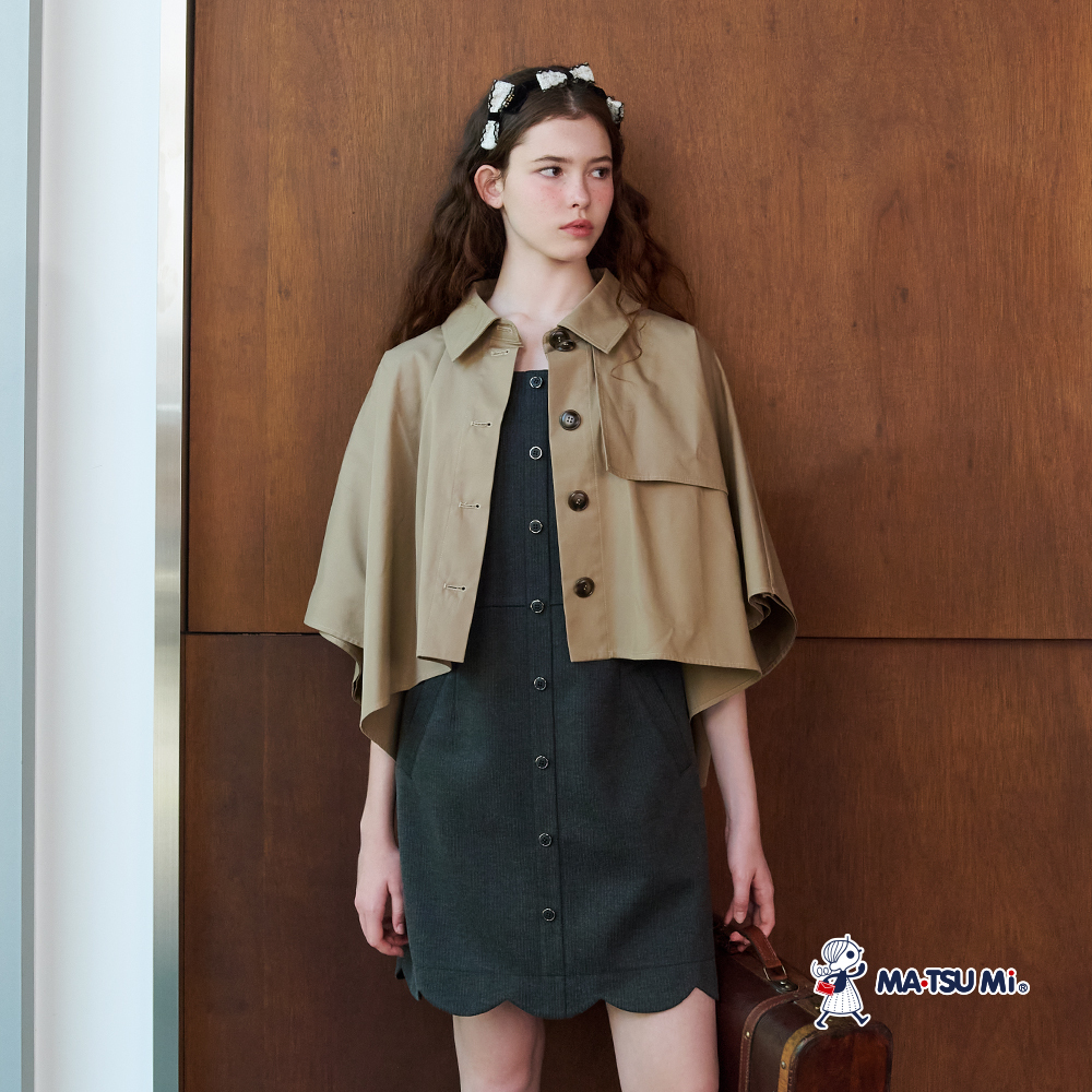 MA‧TSU Mi 簡約感無袖排釦修身洋裝(咖.深灰)