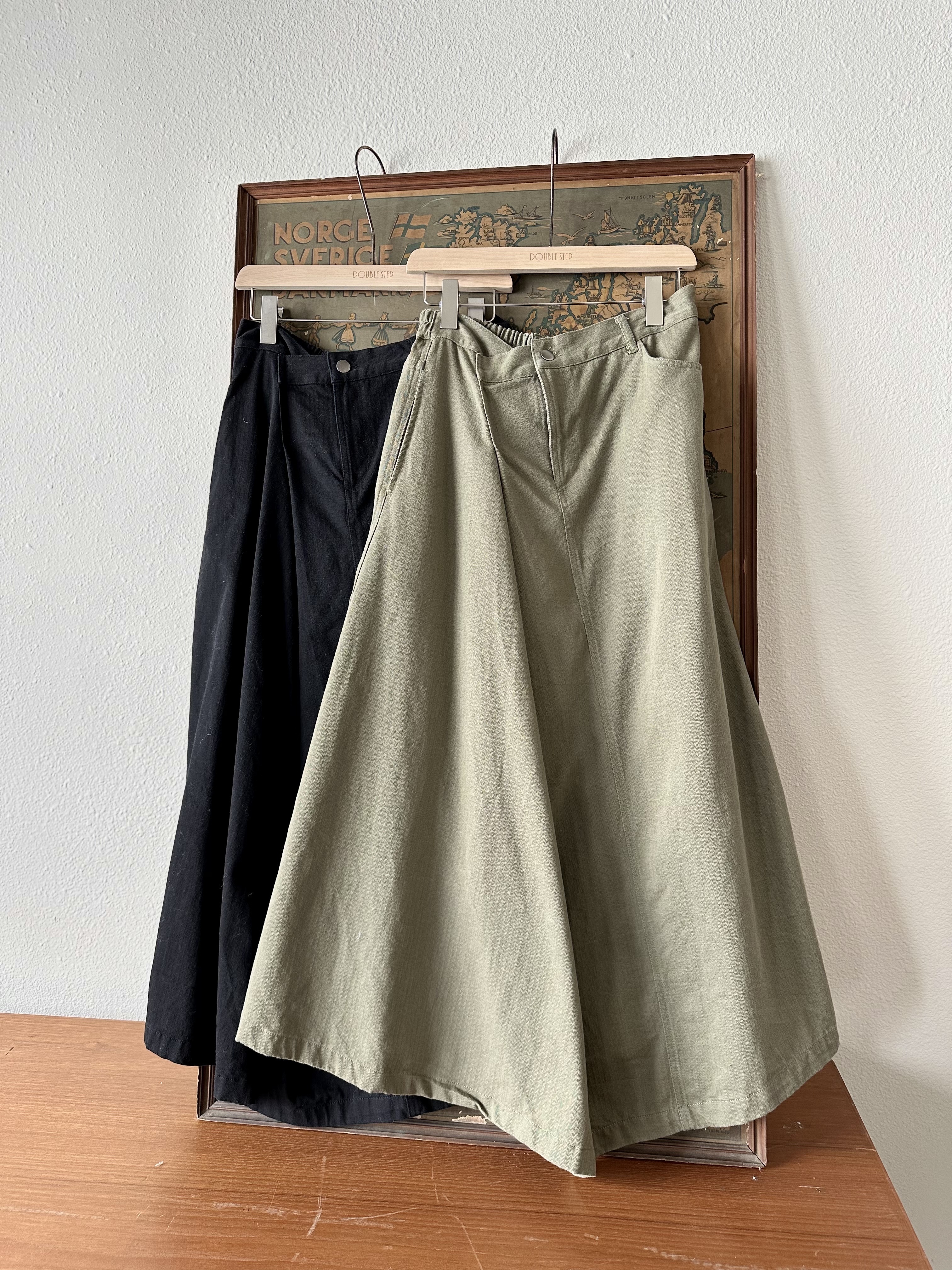 人字紋斜布A字長裙 - SK53889