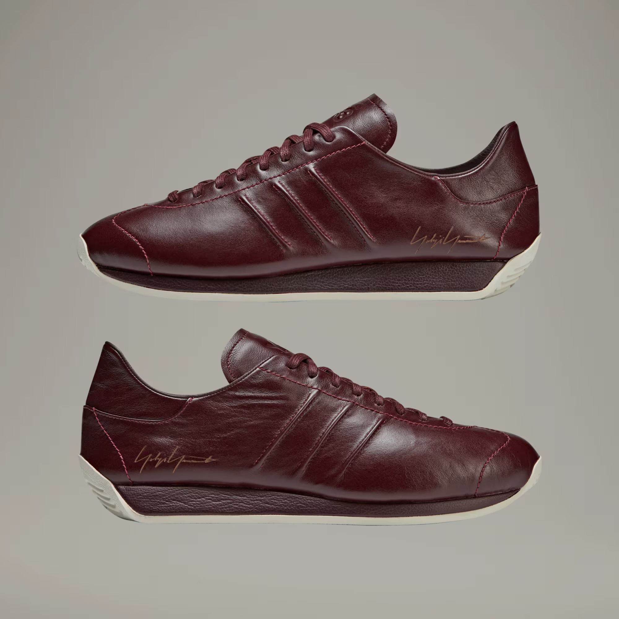 【 Y-3 COUNTRY 頂級鞋款 - 皮革酒紅 】