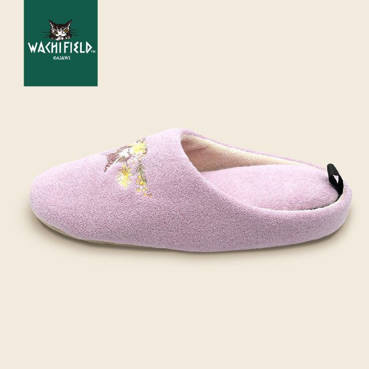 【Wachifiled™ 達洋貓 首次登場】周邊商品｜含羞草繡花拖鞋(粉/淺綠)