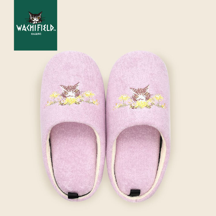 【Wachifiled™ 達洋貓 首次登場】周邊商品｜含羞草繡花拖鞋(粉/淺綠)