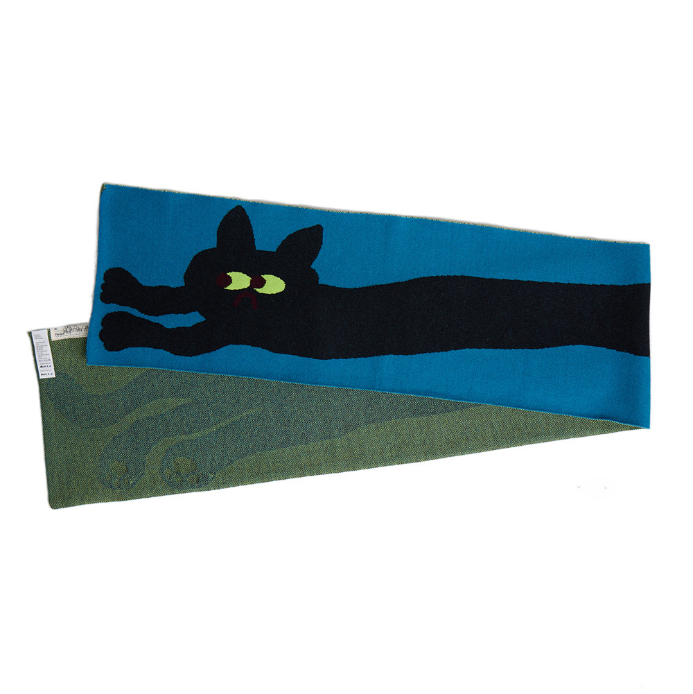 [Bird Pit] Elongate Cat Scarf Blue and Black
