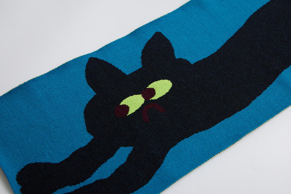 [Bird Pit] Elongate Cat Scarf Blue and Black