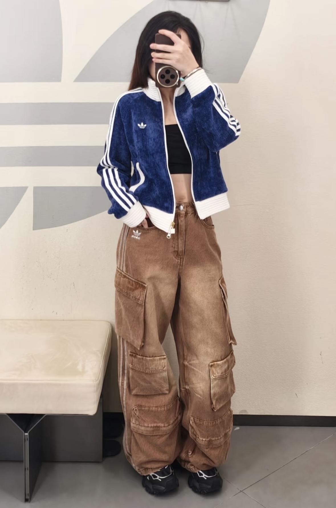 代購-Adidas Originals FW25  刷色卡其 寬鬆工裝褲