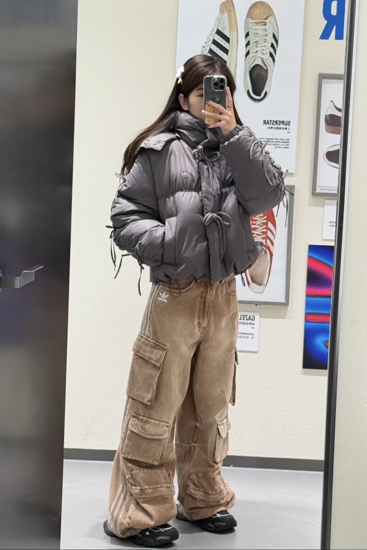 代購-Adidas Originals FW25  刷色卡其 寬鬆工裝褲