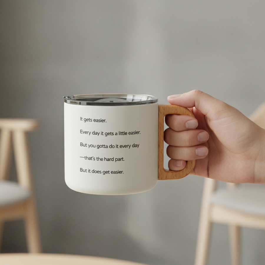 質感原木金屬馬克杯|櫸木手把|雙層不鏽鋼|免費客製化服務|附杯蓋