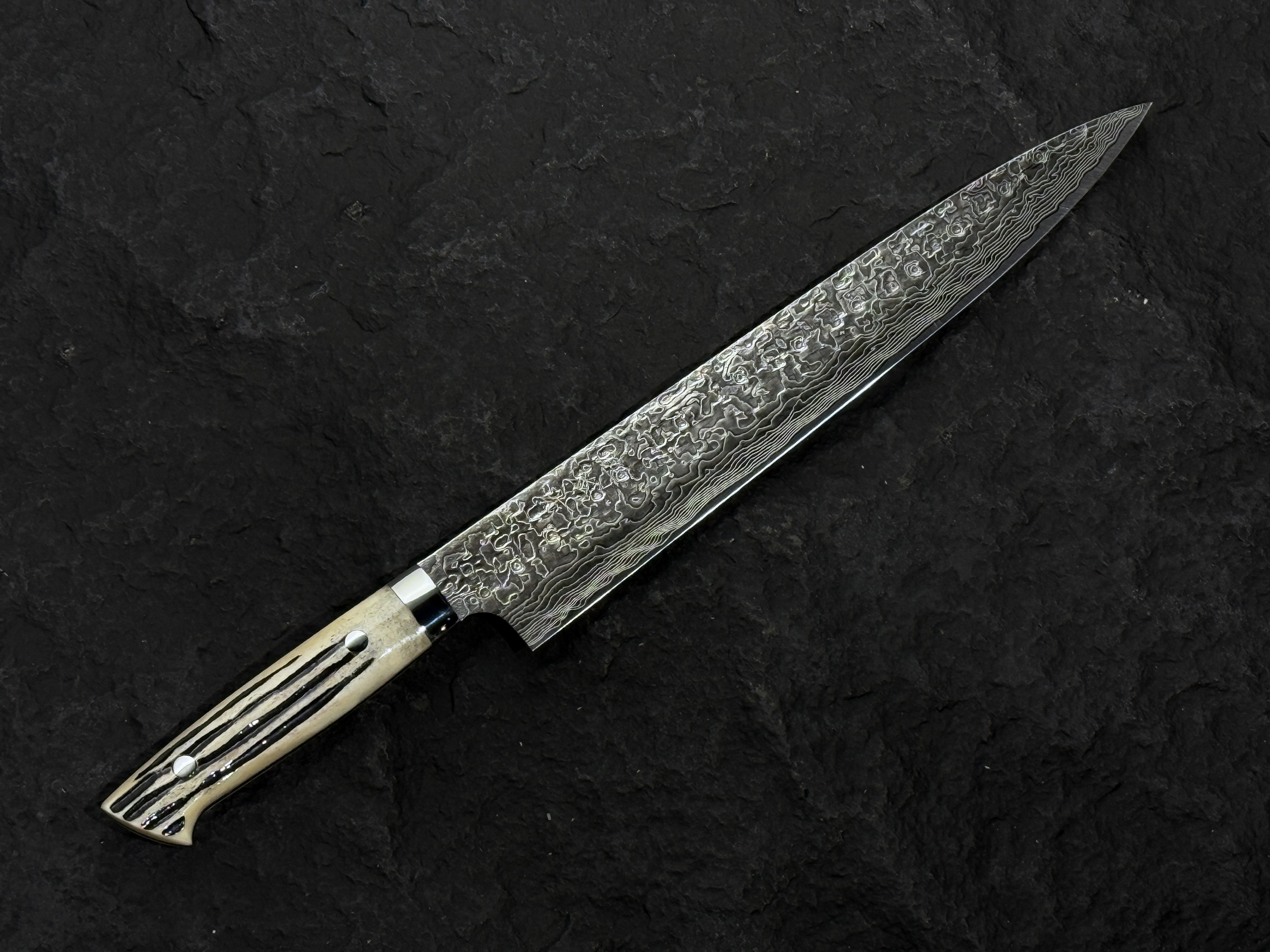 佐治武士 SG2 鑽石大馬士革鋼 筋引 白牛骨柄