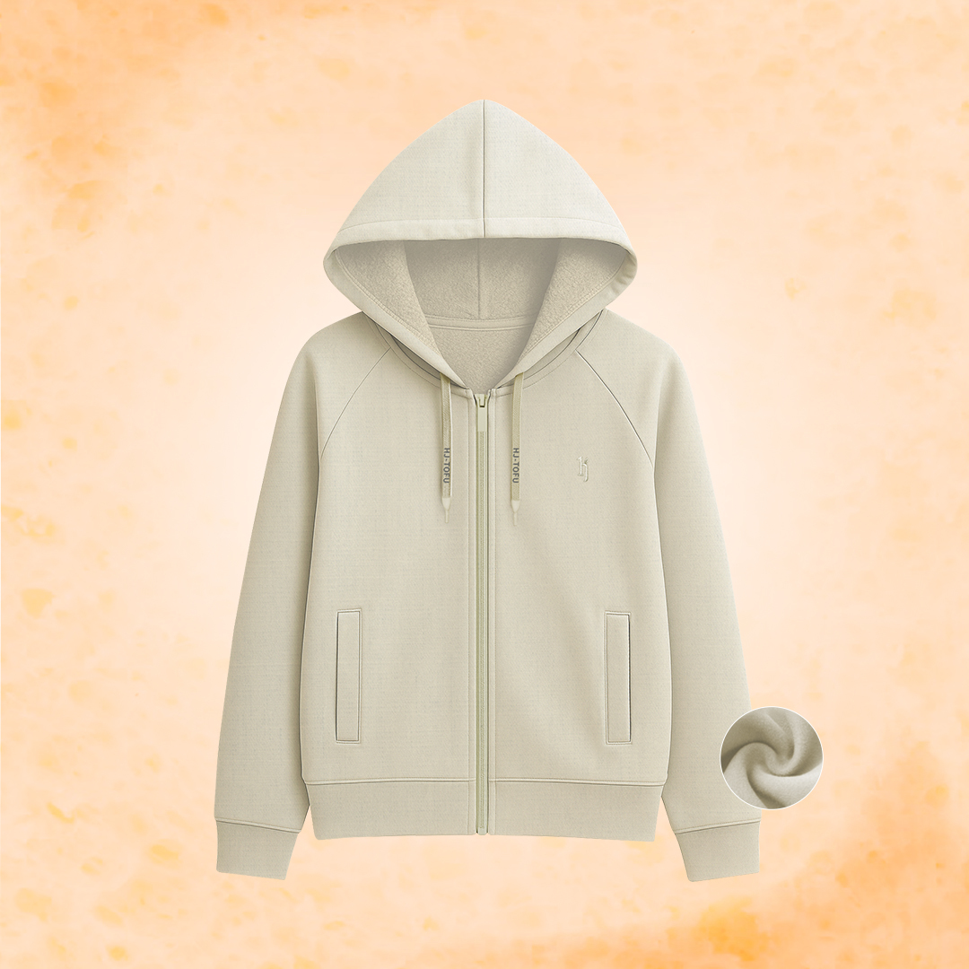 連帽暖豆腐外套-杏色