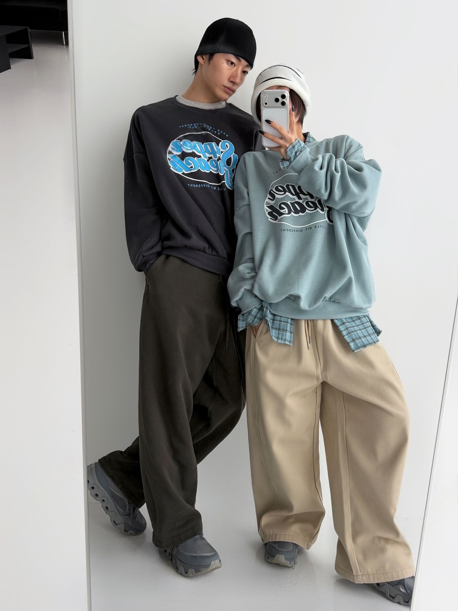 THankus 男女同款衛衣｜薄荷色上身穿搭