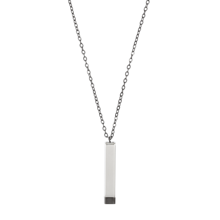 白鋼項鍊，情侶項鍊 幾何長方體滑蓋結構；一秒隱顯俐落百搭 推薦刻字（4188黑色）