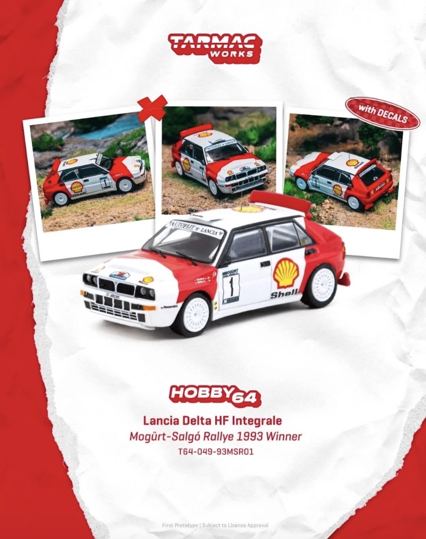 預訂 Pre Order - Tarmac Works Lancia Delta HF Integrale Mogürt-Salgó Rallye 1993 Winner László Sen Ranga / Ernő Büki