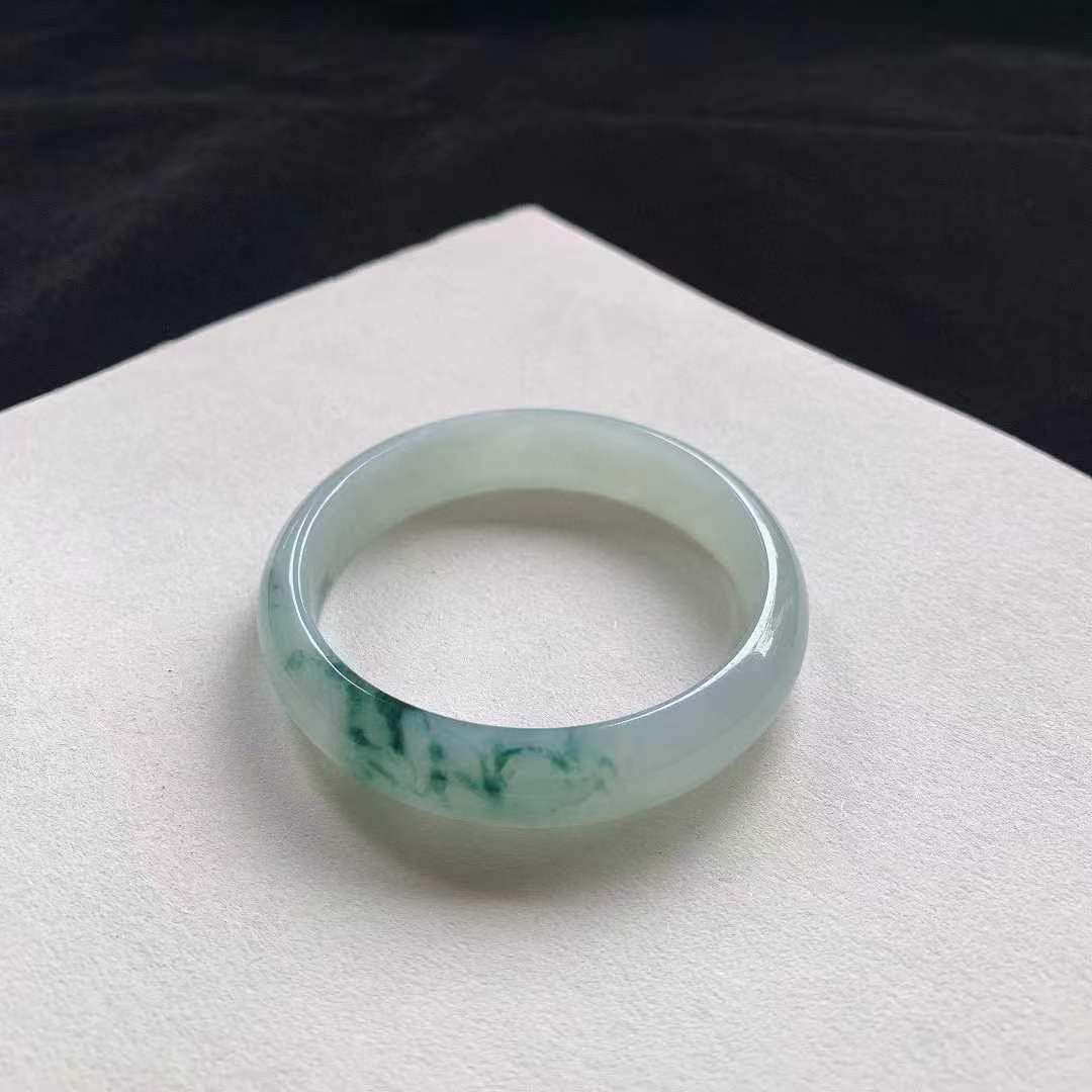 11222329 53.4mm翡翠冰種飄花正圈手鐲 (52-54)