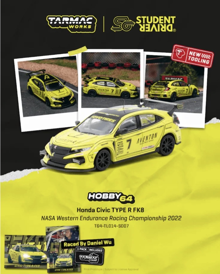 預訂 Pre Order - Tarmac Works Honda Civic TYPE R FK8 NASA Western Endurance Racing Championship 2022 Daniel Wu
