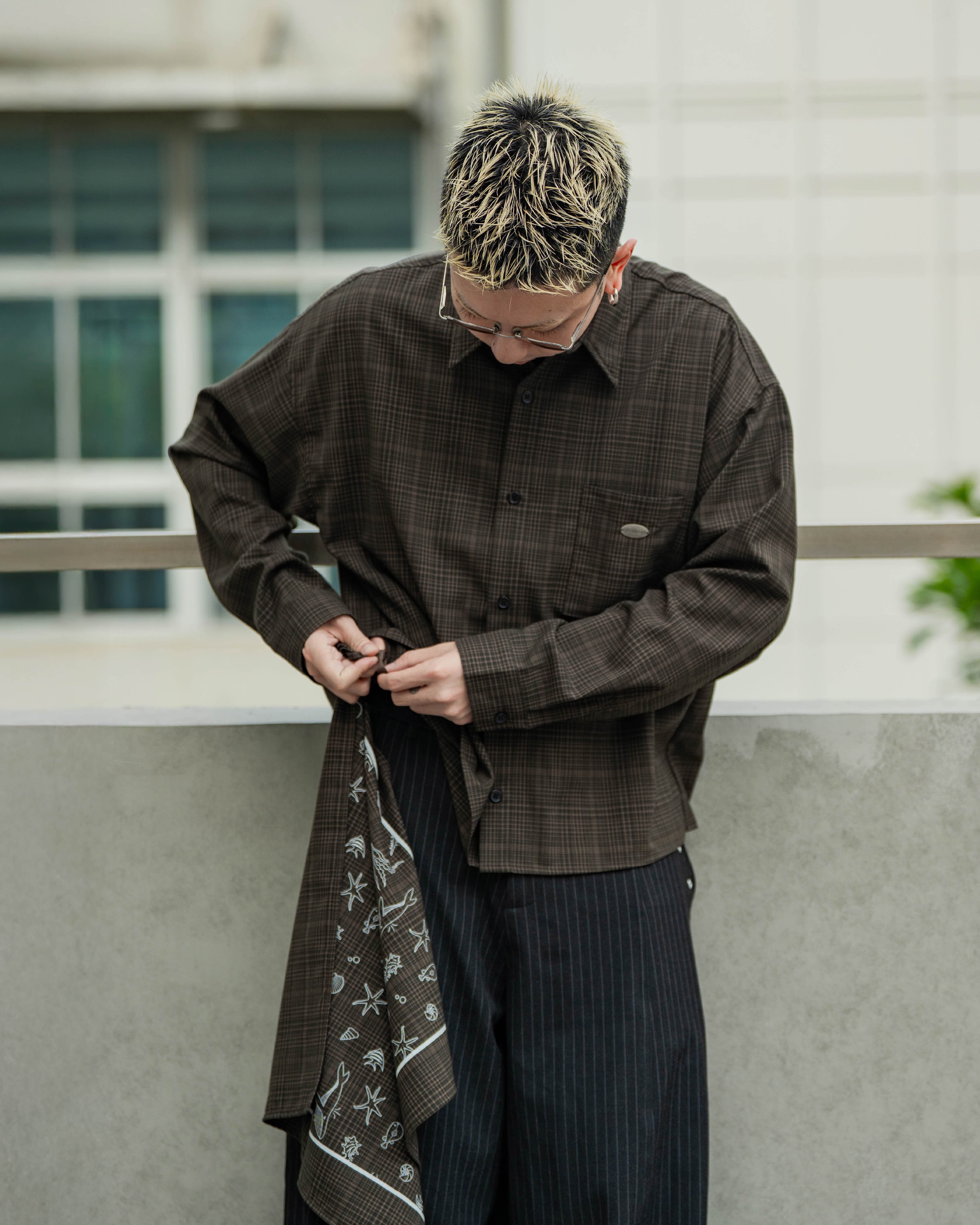 ORDINARY 鐵牌短板格紋襯衫