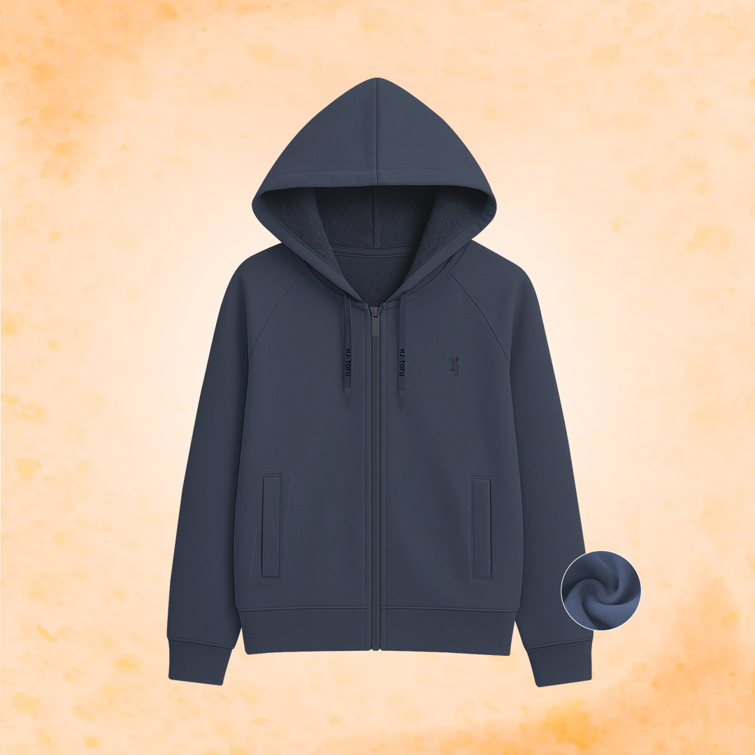 連帽暖豆腐外套-玄青