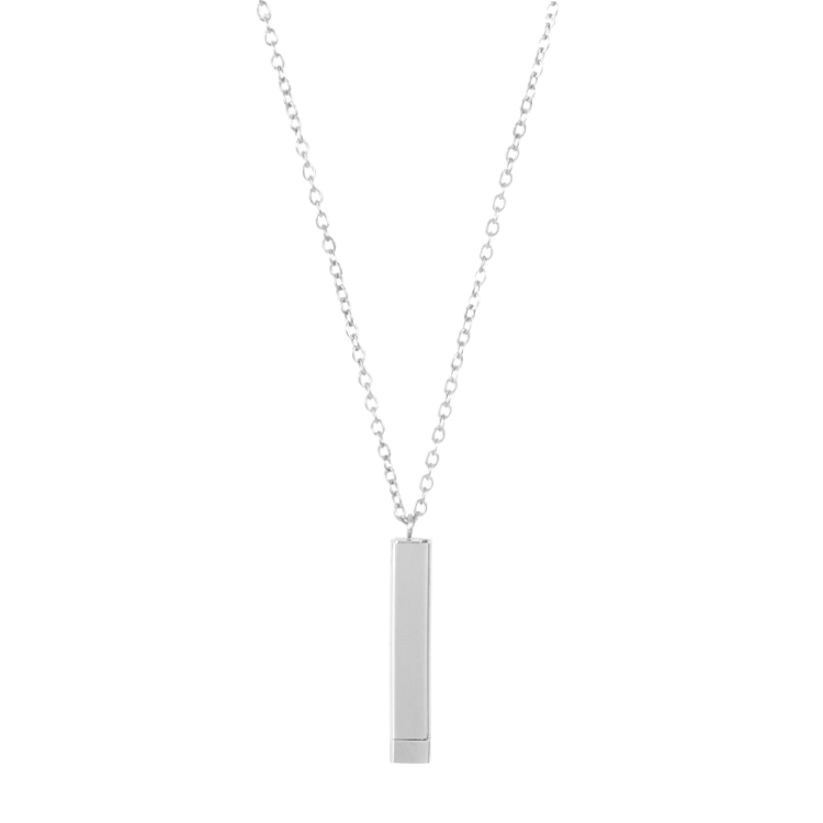白鋼項鍊，情侶項鍊 幾何長方體滑蓋結構；一秒隱顯俐落百搭 推薦刻字（4188銀色）