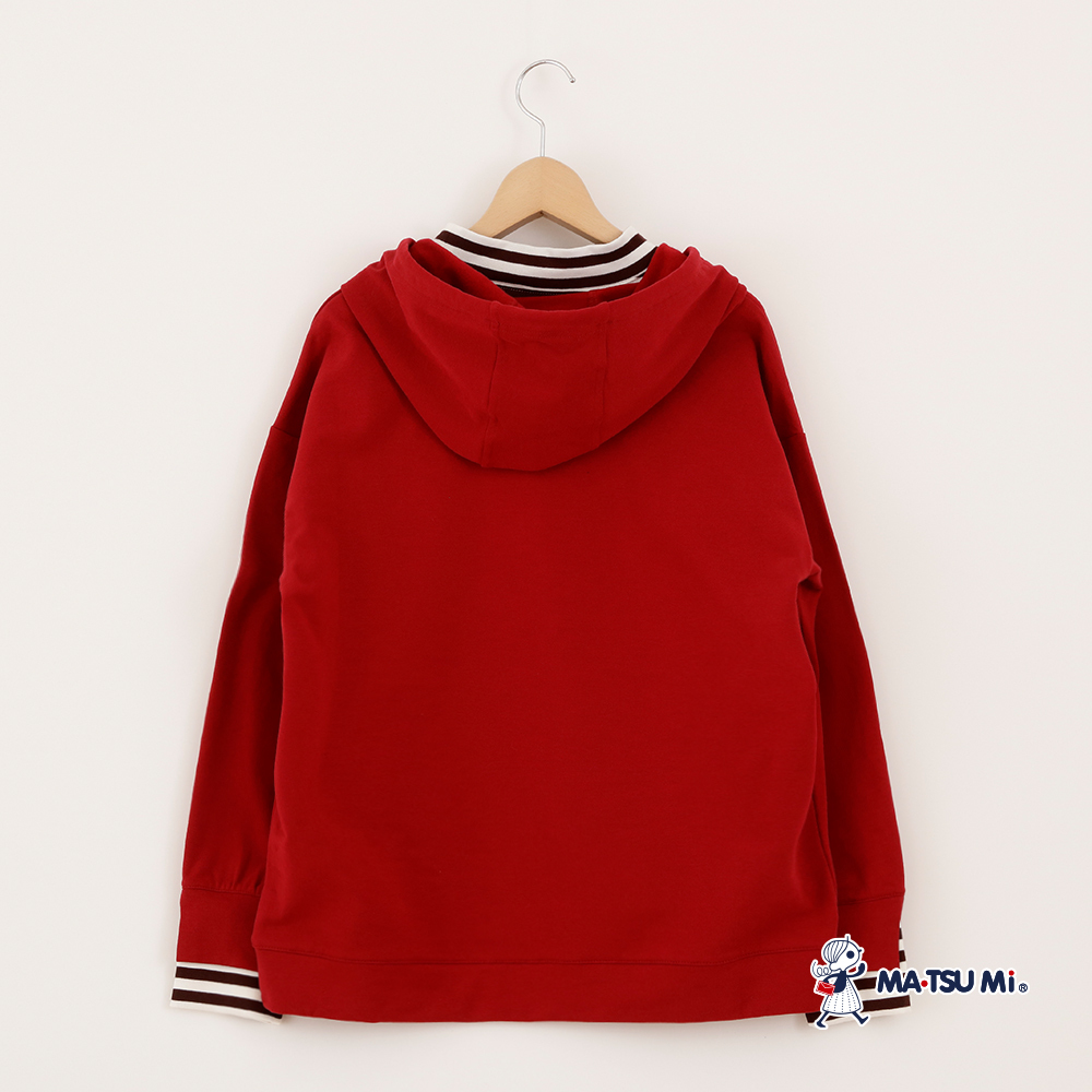 MA‧TSU Mi 假兩件式休閒口袋連帽上衣(紅.黃)