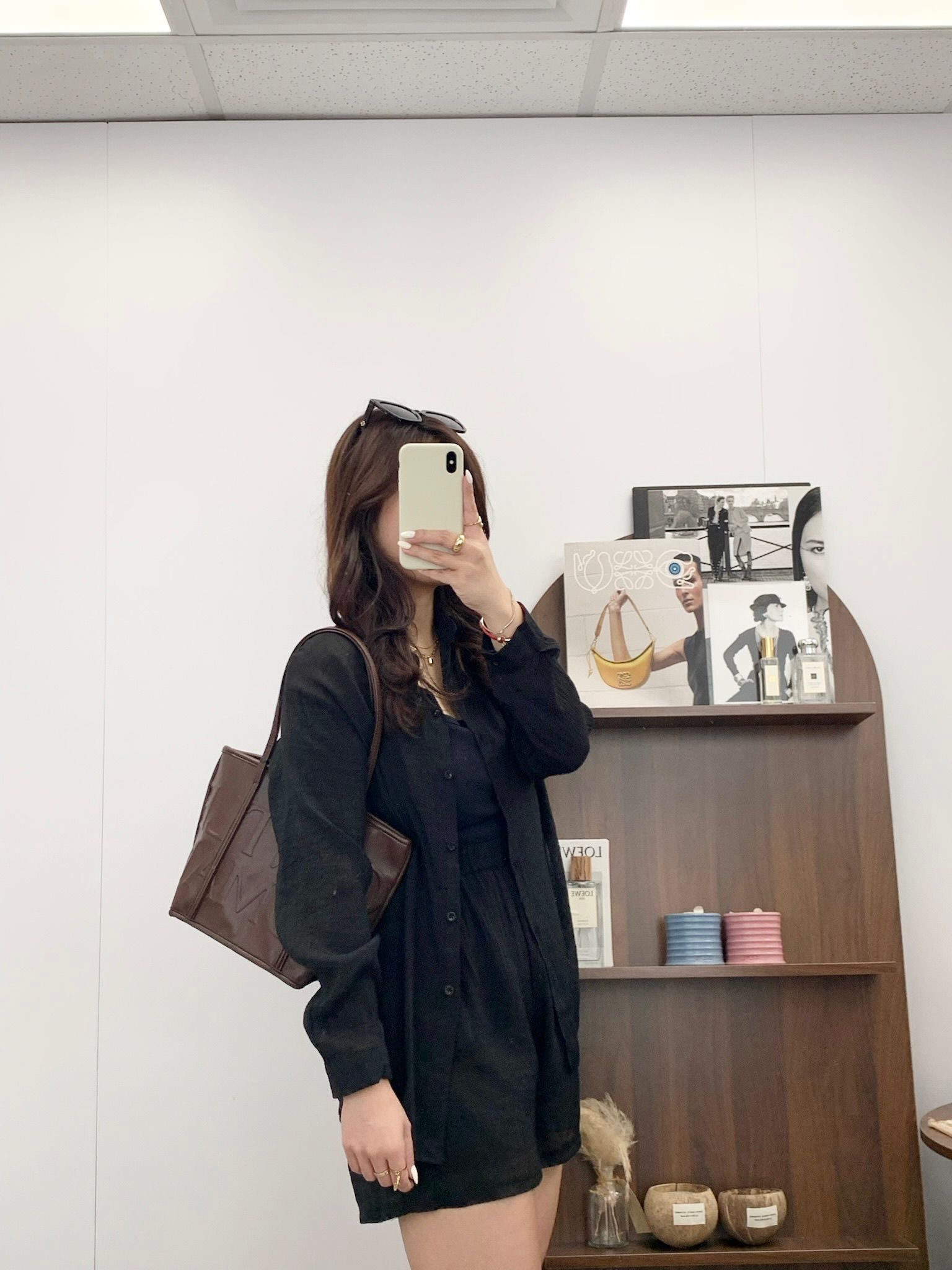 棉麻透薄恤衫短褲套裝(黑色)