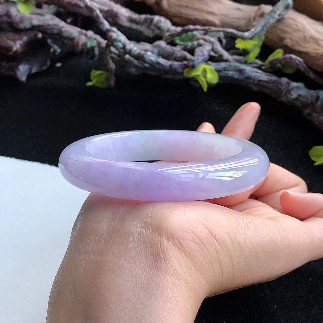 11222632 54.5mm翡翠冰糯紫羅蘭正圈手鐲 (54-56)