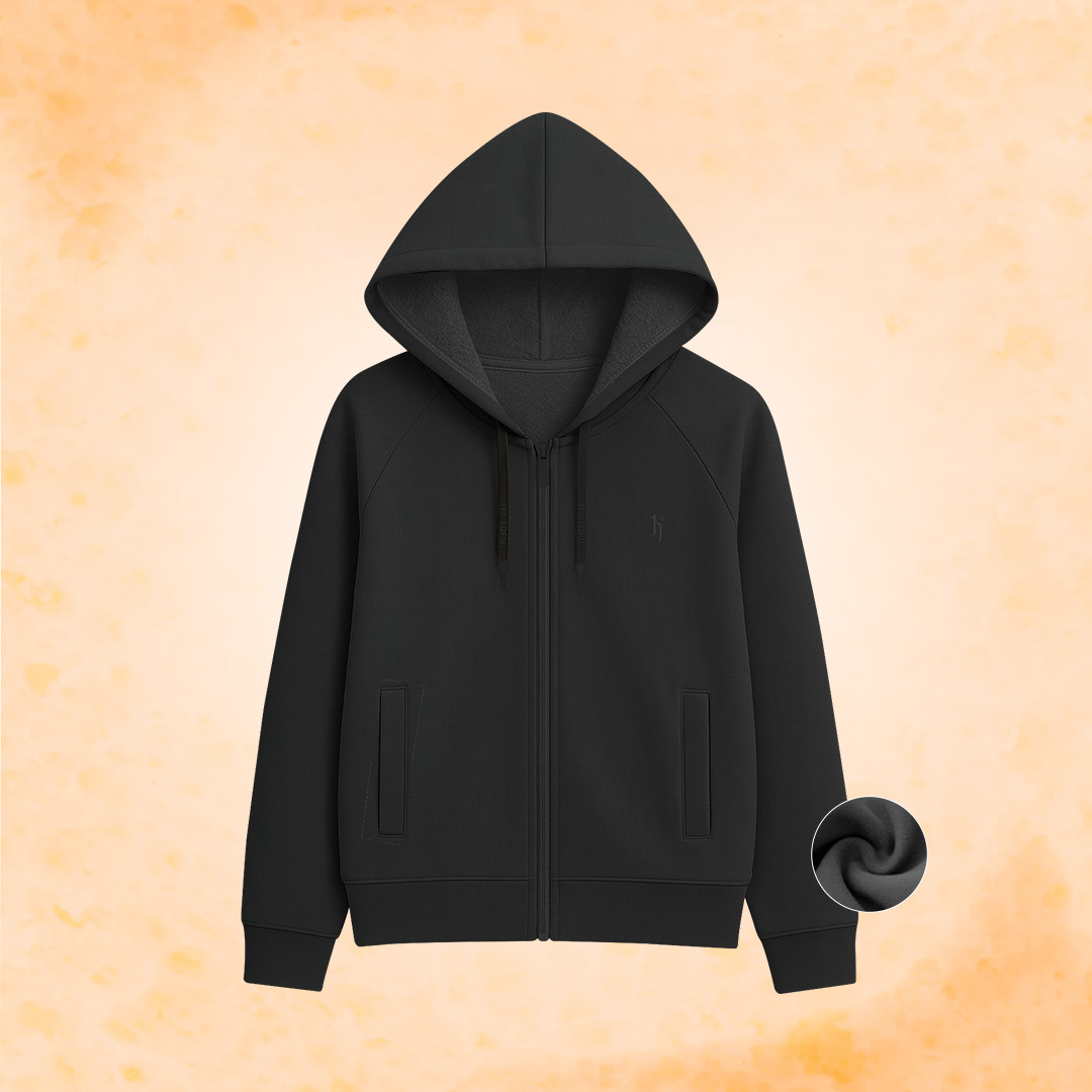 連帽暖豆腐外套-黑色