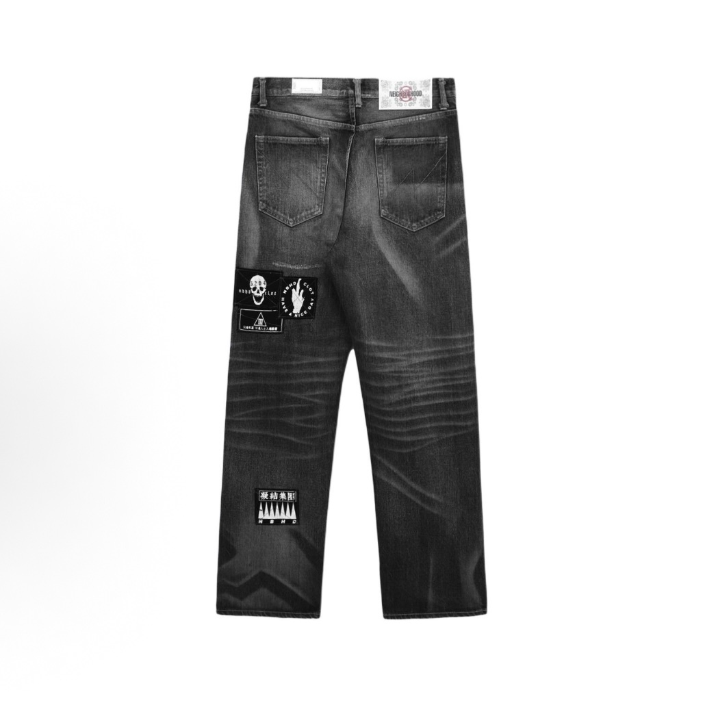 -(B3c01)-CLOT x NEIGHBORHOOD SAVAGE DENIM DP BASIC PANTS FTW FW25 聯名款 貼布 牛王 黑色/藍色-252SP20N-PTM01S